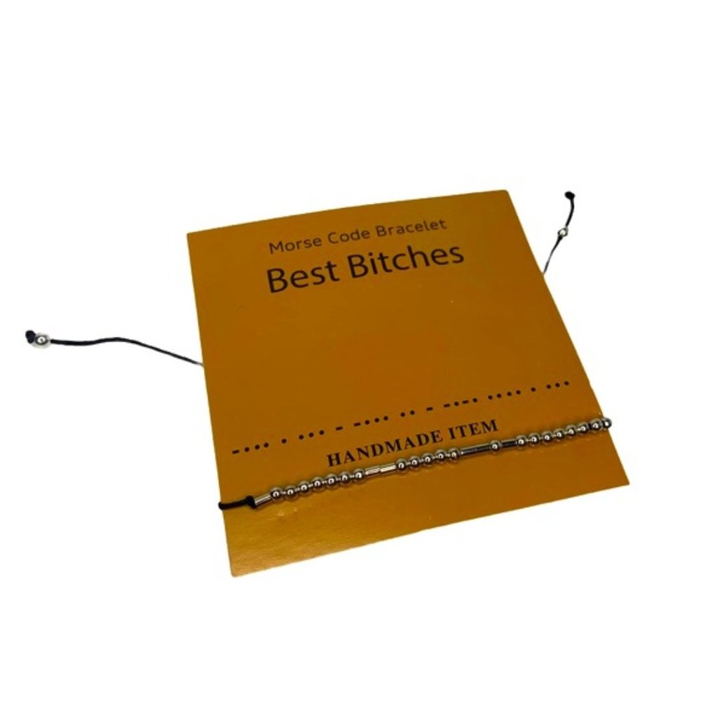 NIP Best Bitches Morse Code Adjustable Bracelet